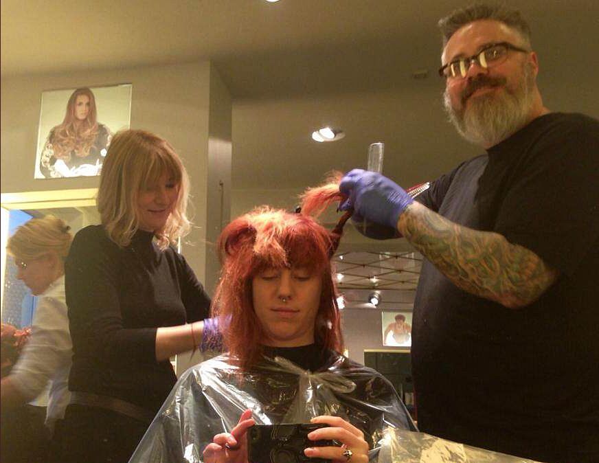 Robert Edick, Vice President of Education for Phenix Salon Suites, training in Denmark.